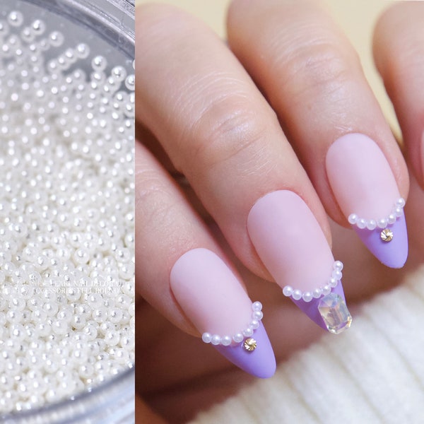 500pcs Very Tiny Solid Pearl Sphere Nail Decals/ 1.5mm none flat back Small White Artificial Pearls Nail art Resin Crafts Supply