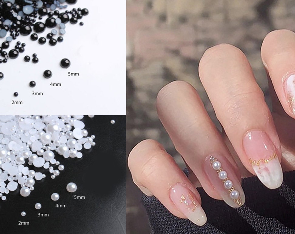 500pcs Very Tiny Solid Pearl Sphere Nail Decals/ 1.5mm None Flat Back Small  White Artificial Pearls Nail Art Resin Crafts Supply 