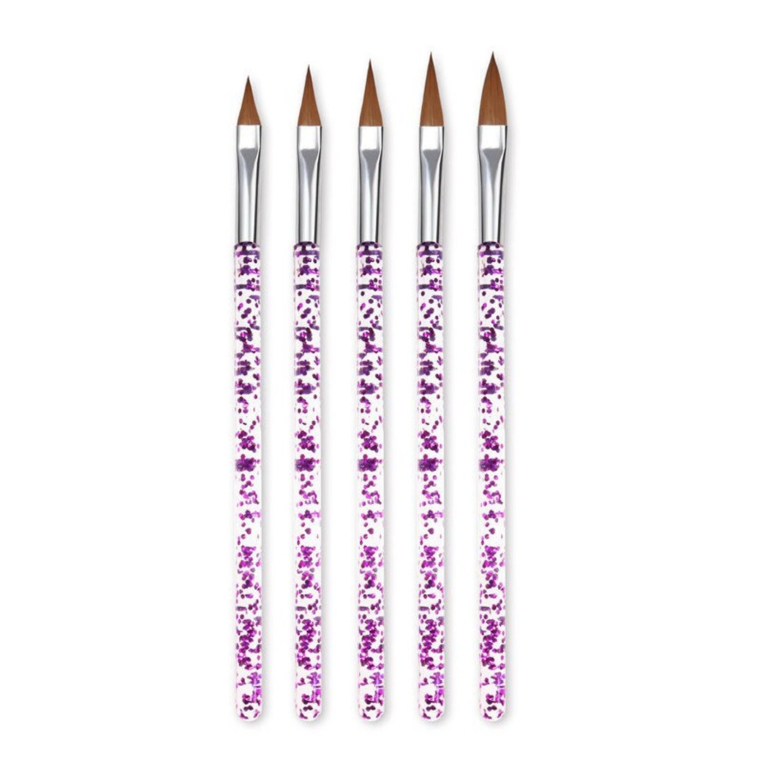 5 pcs Acrylic nail brushes/ Crimped 3D Nail art mink fur nail pen for acrylic design builder/ UV gel nail polish gel brush/ Detachable Brush