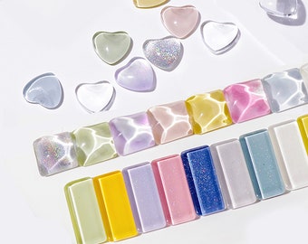 10 Uds. Tarjeta de exhibición de Color de uñas de vidrio/vitrina de salón de uñas muestra de Color para esmalte de uñas Gel UV cristales redondos de onda de corazón