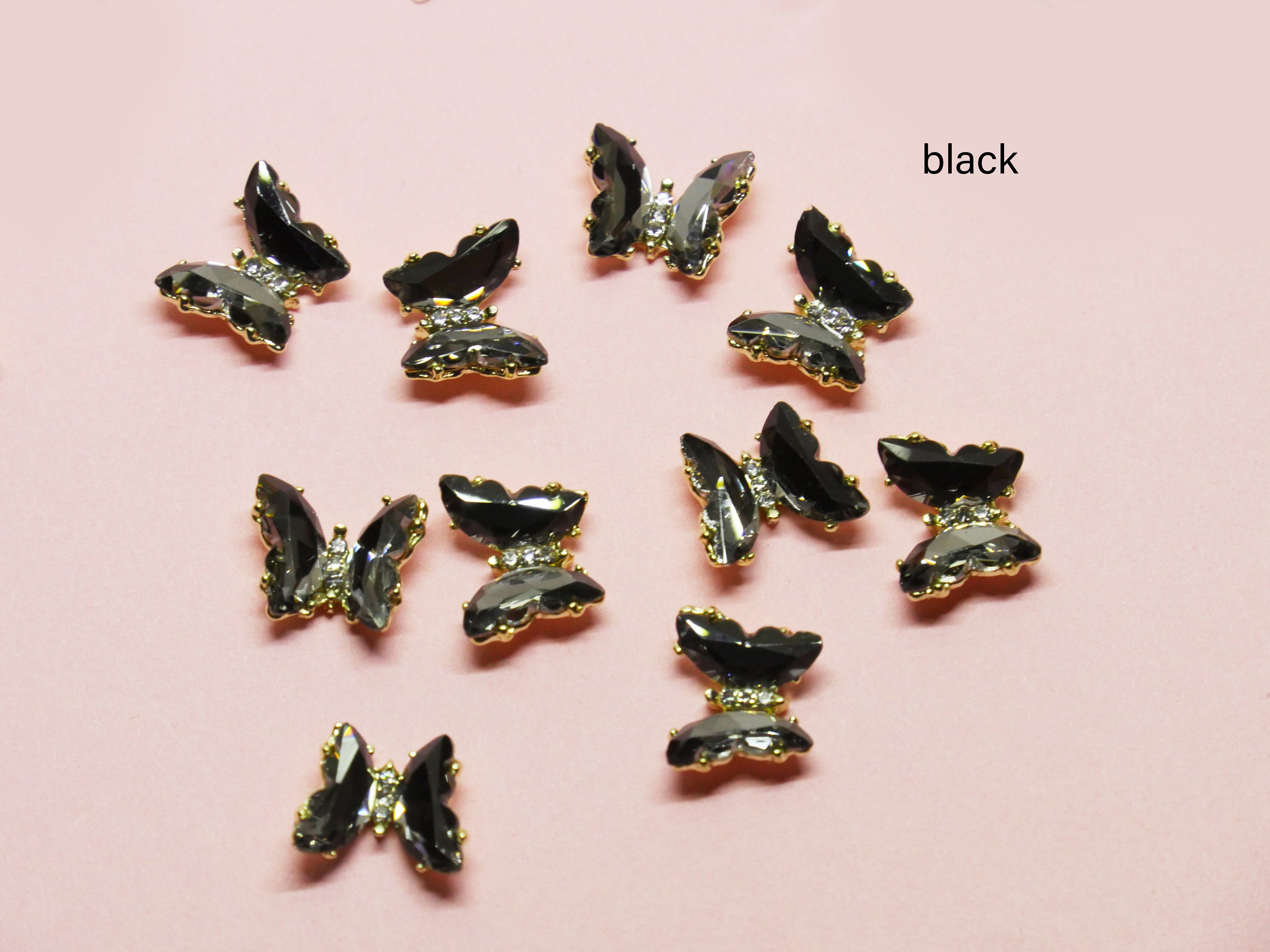 5Pcs 3D Zircon Butterfly Wings Nail Art Charms Fairy Crystal Gem Shiny  Manicure