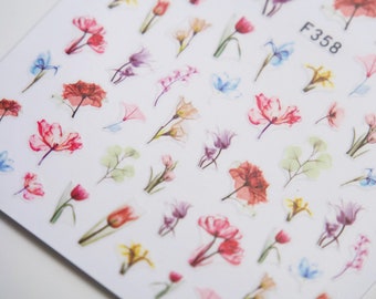 Floral Nail Art Sticker/ DIY Tips Guides Transfer Stickers/ Woodland flower Sticker/ UV gel nail polish manicure stencil