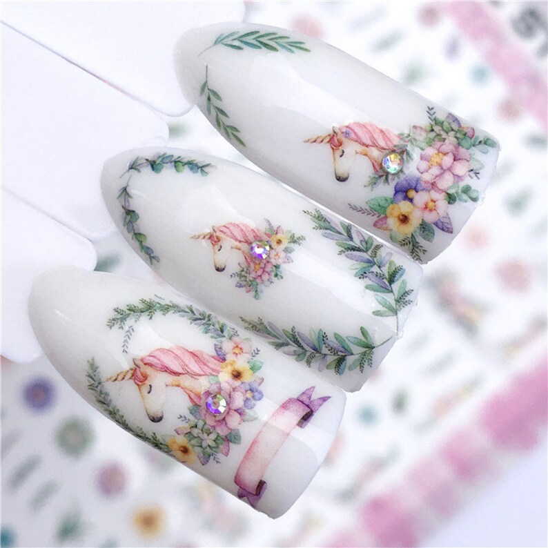 Fairy Unicorn Nail Sticker/ 1 Sheet 3D Nail Art Stickers Self Etsy