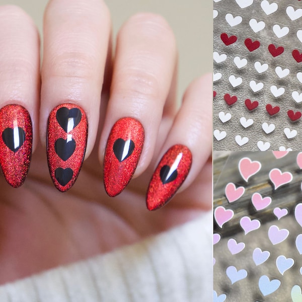 Red Heart Nail Sticker/ Sweet love Nail Art Stickers Self Adhesive Decals/Red Ribbon nail art sticker/ Valentine's Day nail decal