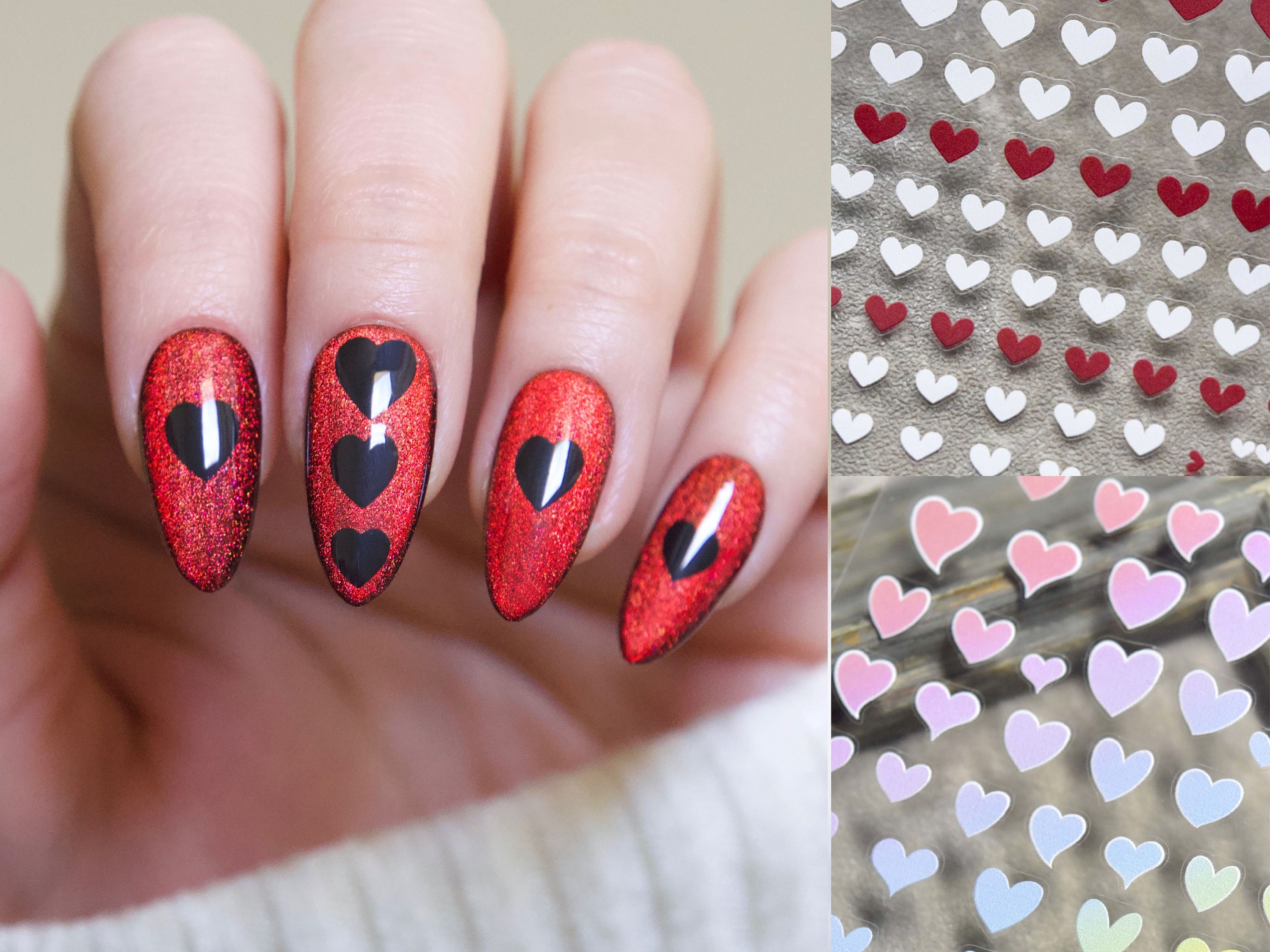 Valentine's Day Nail Art 3D Mini Hot Pink Hearts Nail Art Nail Decorat