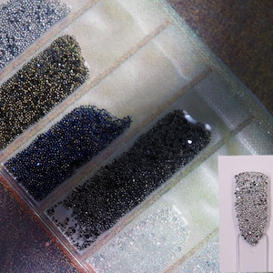 Super Tiny Glass Caviar Beads for Nails/ Clear Silver Nail Microbeads/ Mixed caviars for Crafts DIY Decal Supply 0.6-0.8mm