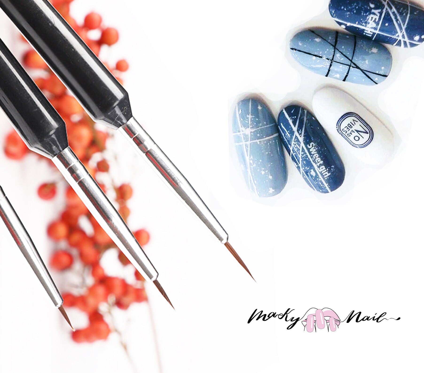 3 Pcs Nail Brush Set for Detailing Striping Nail Art Brushes Etsy