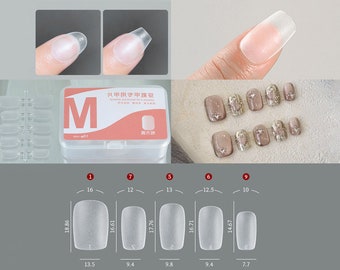 100pcs Pre-shaped Matte Full Cover Short False Press on Nails/ Round Squoval Coffin Press on False Fake Nails Tips Manicure DIY Nail Salon