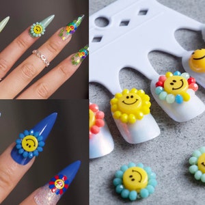 Smile Face Nail Art Charms/ Smiley Happy emoji DIY Studs/ 3D embossed decals/ Manicure Pedicure smiling face Instagram Influencer