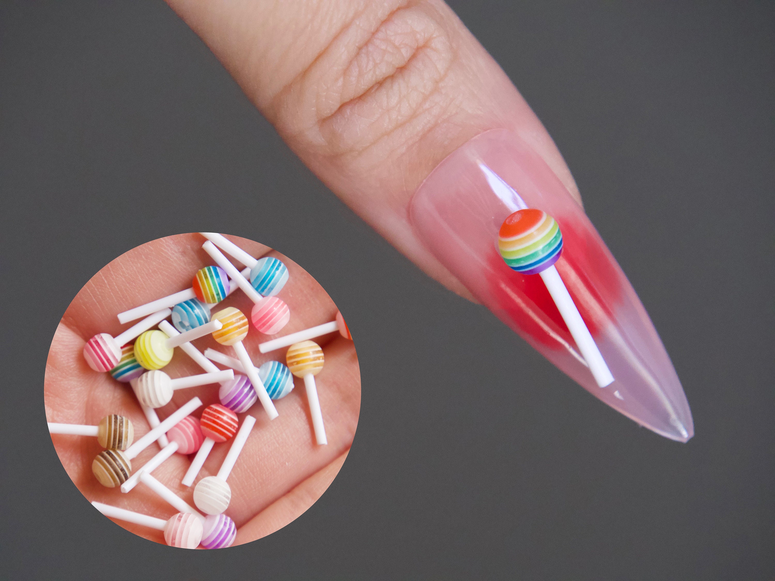 30 pieces lollipop 3D nail charms Kawaii