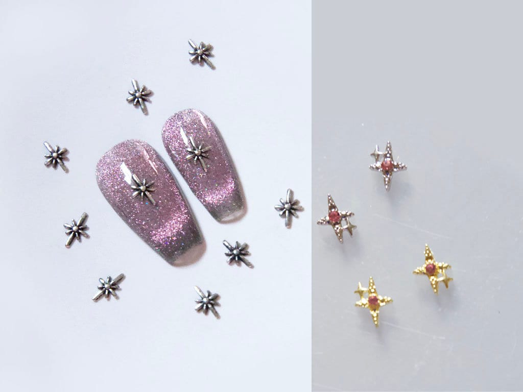 Baoximong 20 PCS Nail Art Charms Star Nail Charms for Acrylic Nails 3D  Shiny Nail Art Supplies Gold Silver Nail Gems Crystals Jewelry Design Nail