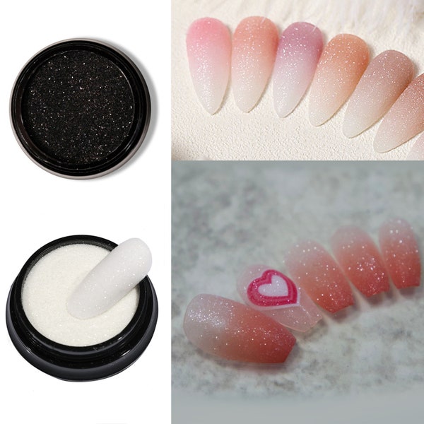 2g Sparkle Sugar Powder for Nail Art/ Black Gauze Powder Star Acrylic Nail Decals/ Velvet Holographic Glitter Dipping Dust