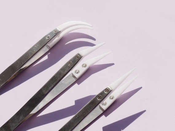 Ceramic Tweezers/ White Head Tweezer Anti-static Steel Tweezers