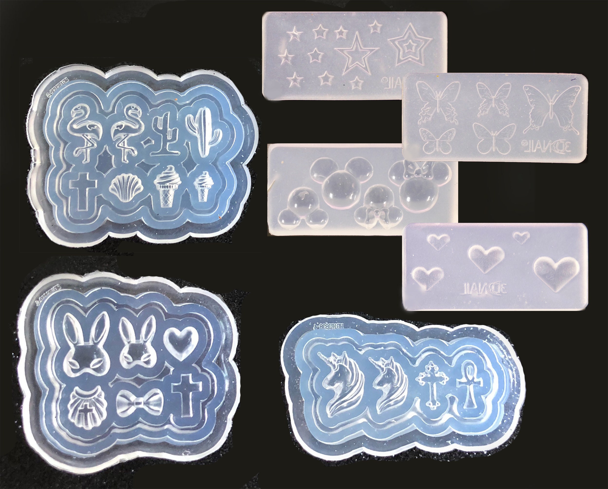 Udiyo Nail Mold Heart-Shaped 3D Patterns Silicone Nail Art Silicone Mold DIY Craft Decoration Tools for Salon