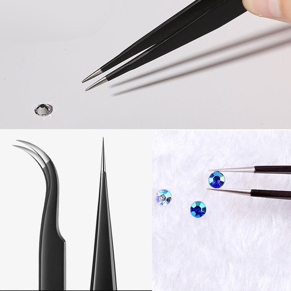 Black Tweezer Anti-Static Steel Tweezers for Craft, Jewelry, Electronics, Nail art tool supply/DIY tool