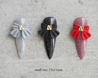 Bow Nail Charm Metallic Nails Decals/ Christmas Bow Knot tied with Two Loops Nail polish UV gel supply Instagram Pinterest Nail Inspiration