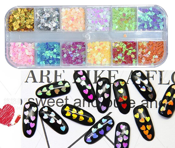 Halo silver Nail Flakes 3D DIY laser Sequins//silver star heart starry glitters