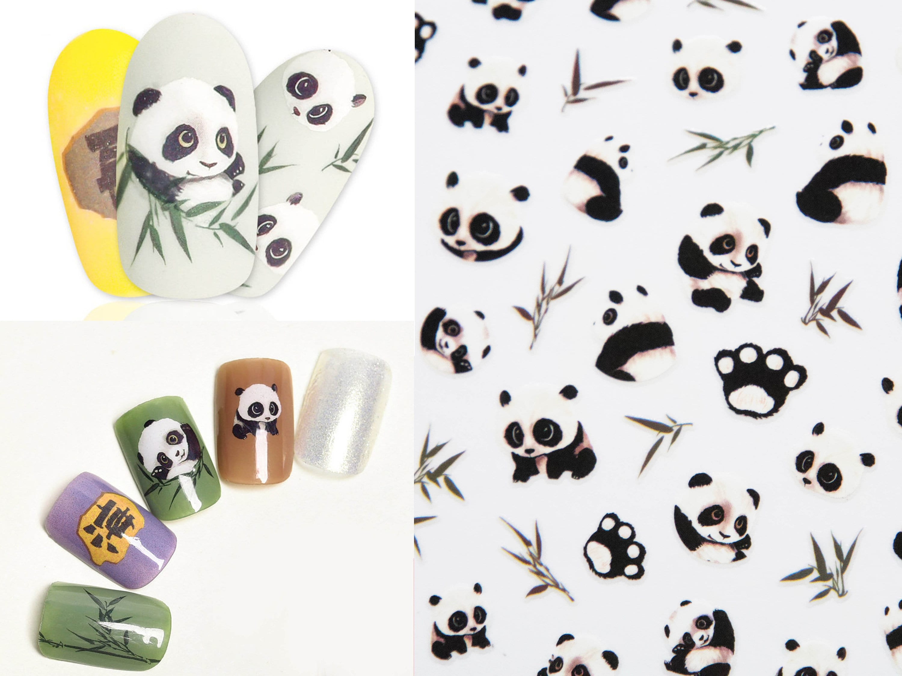 Lovely Cartoon Embossment Panda Nail Art Sticker 5D Adhesive Nail  Decoration Cute Animal Nail Accessories Supplies Manicure Slid