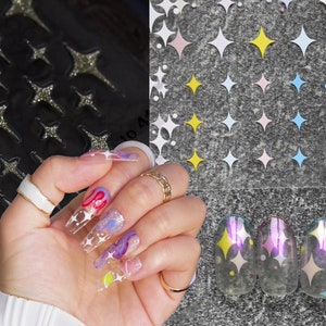 Twinkle, winkle, little star nail stickers/ Bling bling stars Nail Art Stickers Self Adhesive Decals/ Starburst Glittery Quadrangular Star