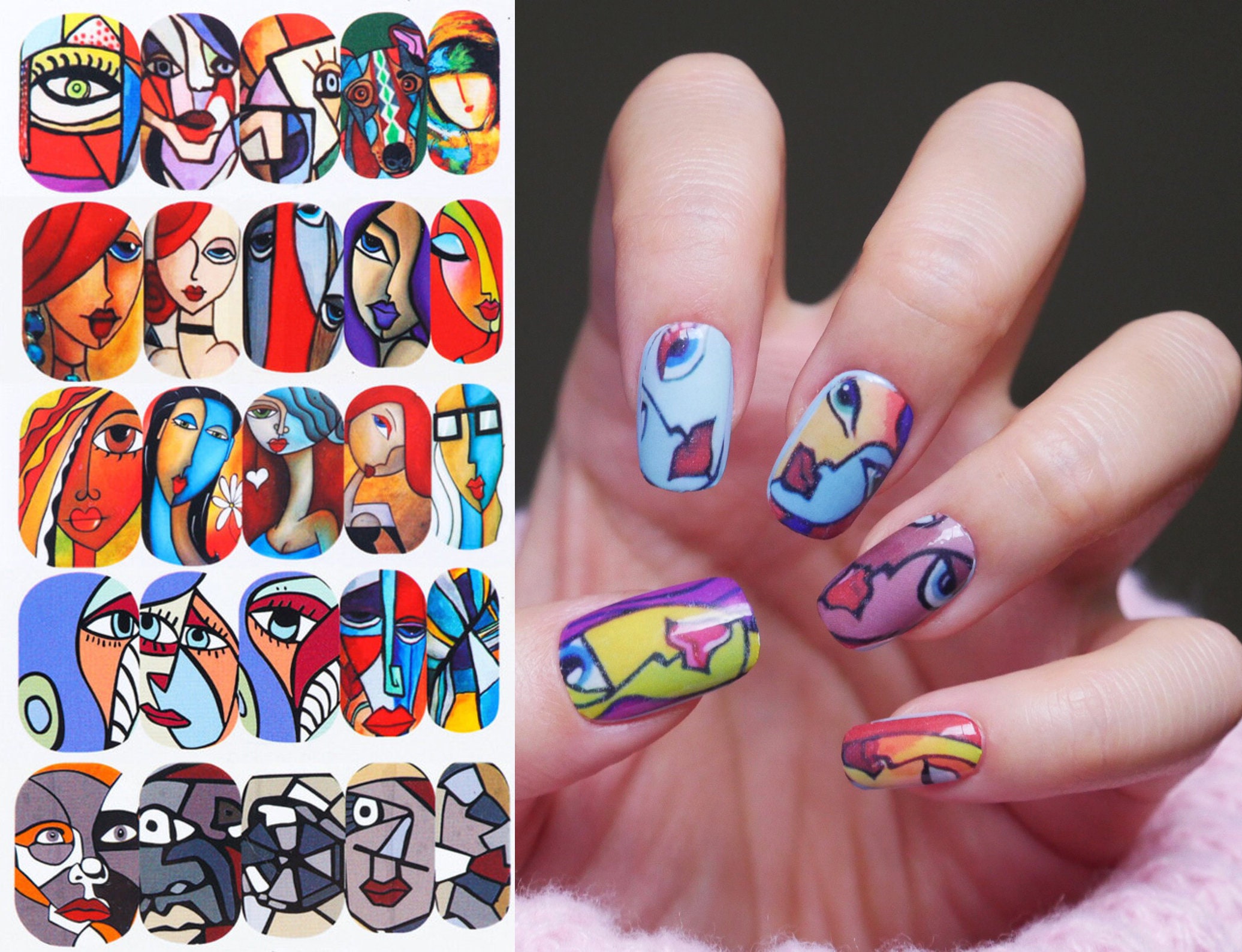 Graffiti Fun Nail Art Stickers Abstract Smiling Face Nail Decals