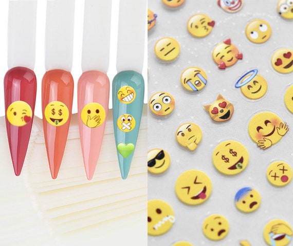 Emoji Nail Art Sticker / Smiley Glückliches Gesicht DIY Tipps Aufkleber /  Ultradünnes Peel Off Emoji Gesicht Nagel Abziehbilder / Social Media Text  Ausdruck Mem - .de