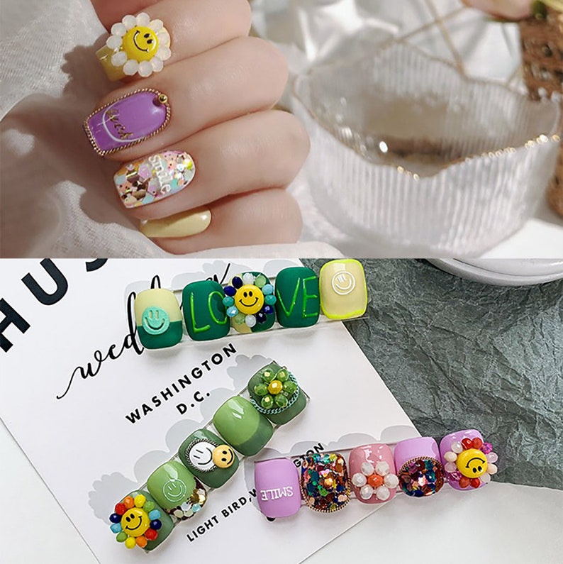 Smile Face Nail Art Charms/ Smiley Happy emoji DIY Studs/ 3D embossed decals/ Manicure Pedicure smiling face Instagram Influencer