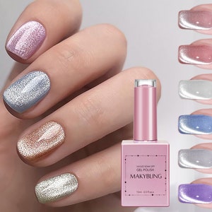 15 ml de gel UV oeil de chat argent clair/velours Smoothie magnétique brillant, large gel UV de manucure cristal vernis/gel gel aimanté Gel-Makybling