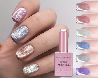 15 ml de gel UV oeil de chat argent clair/velours Smoothie magnétique brillant, large gel UV de manucure cristal vernis/gel gel aimanté Gel-Makybling