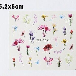 4pcs Floral Nail Tattoo/ Water transfer nail sticker/ Flower Bouquet Theme nail sticker tattoos/ Fairy Tale nail Design 6 cm