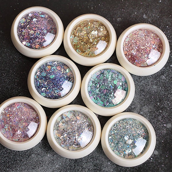 8 color Halo hexagon Mixed size Glitter/ Nail Flakes 3D DIY laser Sequins/Mermaid silver hexagon starry sky glitter flakes for nail gel