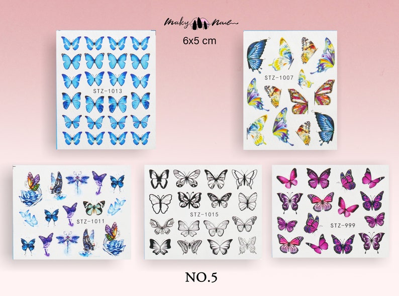 5 Pcs Butterfly Nail Stickers/ Blue Morpho Monarch Water Etsy