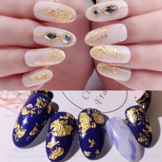 4 Jar Gold Foil Paper Nail Art Design Supply Nail Foil Flakes Etsy