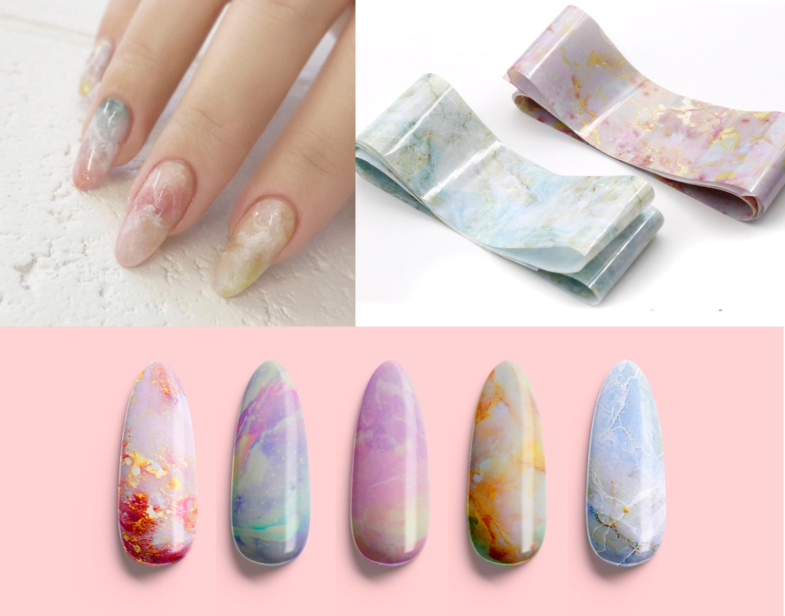 1.2 Y Pinky Marble Nail Foil/ Transfer Paper Foil Nail Art - Etsy