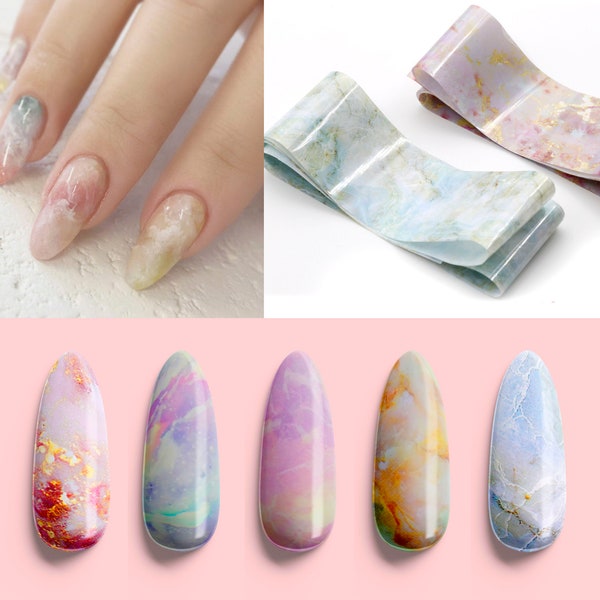 1.2 Y Pinky Marble Nail Foil/ Transfer paper Foil Nail Art Gradient Design Sticker Decal/ Nail Patterned DIY Milky Way theme nail design