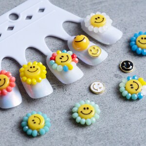 Smile Face Nail Art Charms/ Smiley Happy emoji DIY Studs/ 3D embossed decals/ Manicure Pedicure smiling face Instagram Influencer