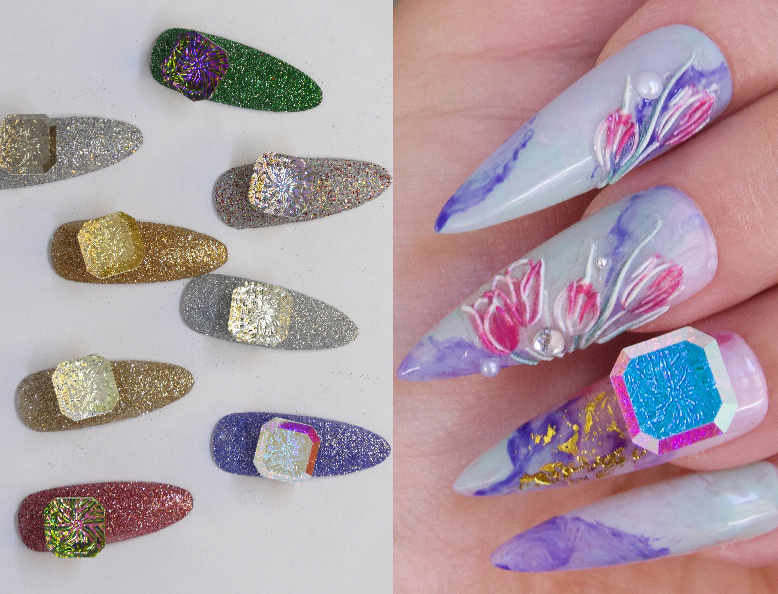 3D Glass Crystal Nail Ornament Decal/ Aurora Polar Light - Etsy