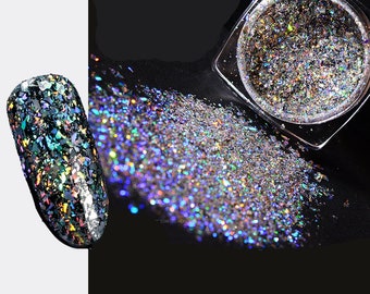 1 case Halo coarse silt dust mirror Lazer shimmer glitter/Chameleon 3D Glitter Nail Glitter Powder/ mirrored Glitters Nail holographic