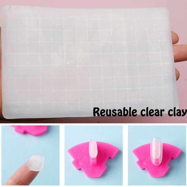Reusable Clear Clay For Temporary Glue On/ 126 pcs Clay Easy to Remove/ Nail practice false tips holder Clay/ Clay As Tool