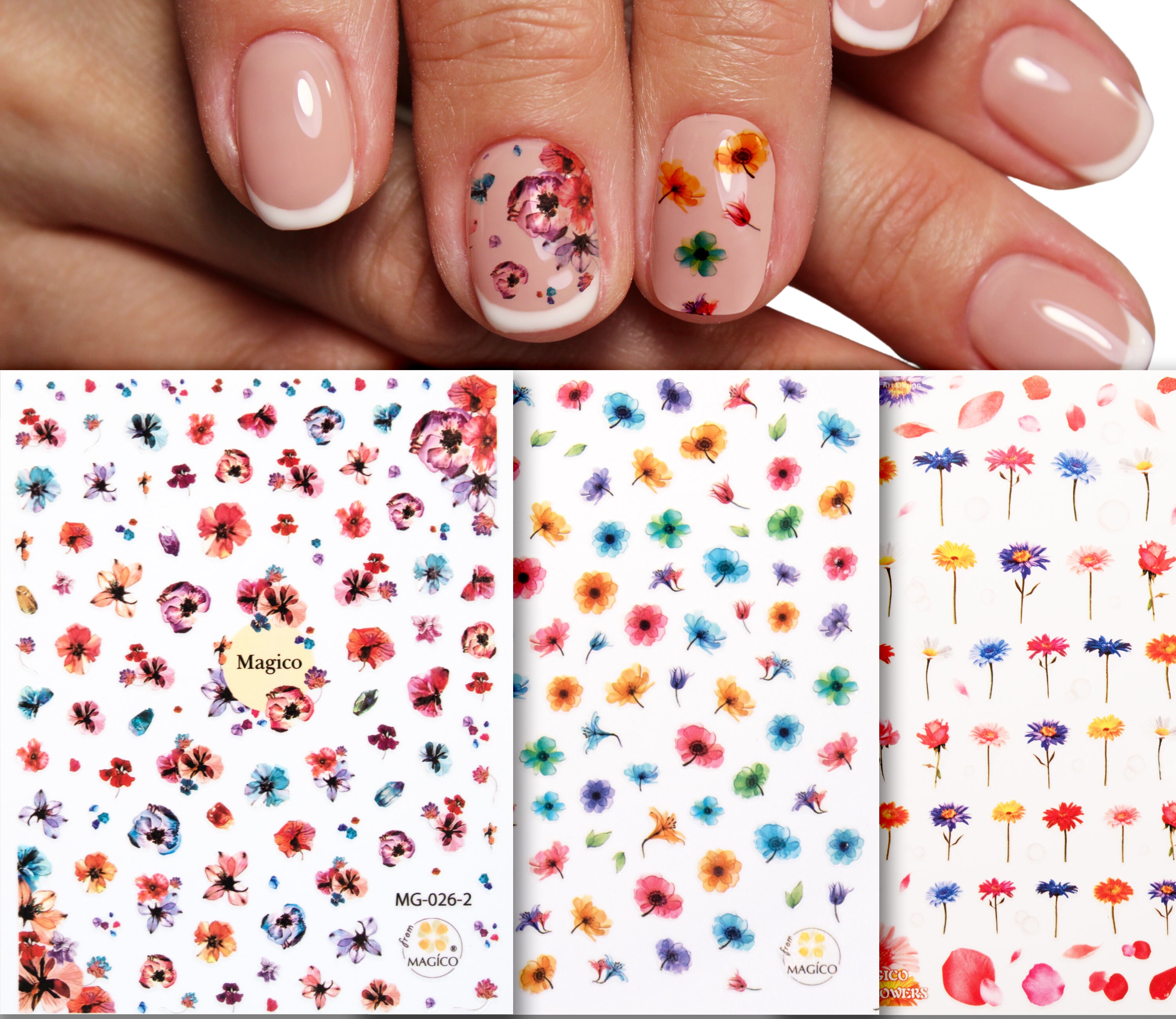 Floral Nail Art Sticker/ Semi-permeable Dyed Roses DIY Tips - Etsy