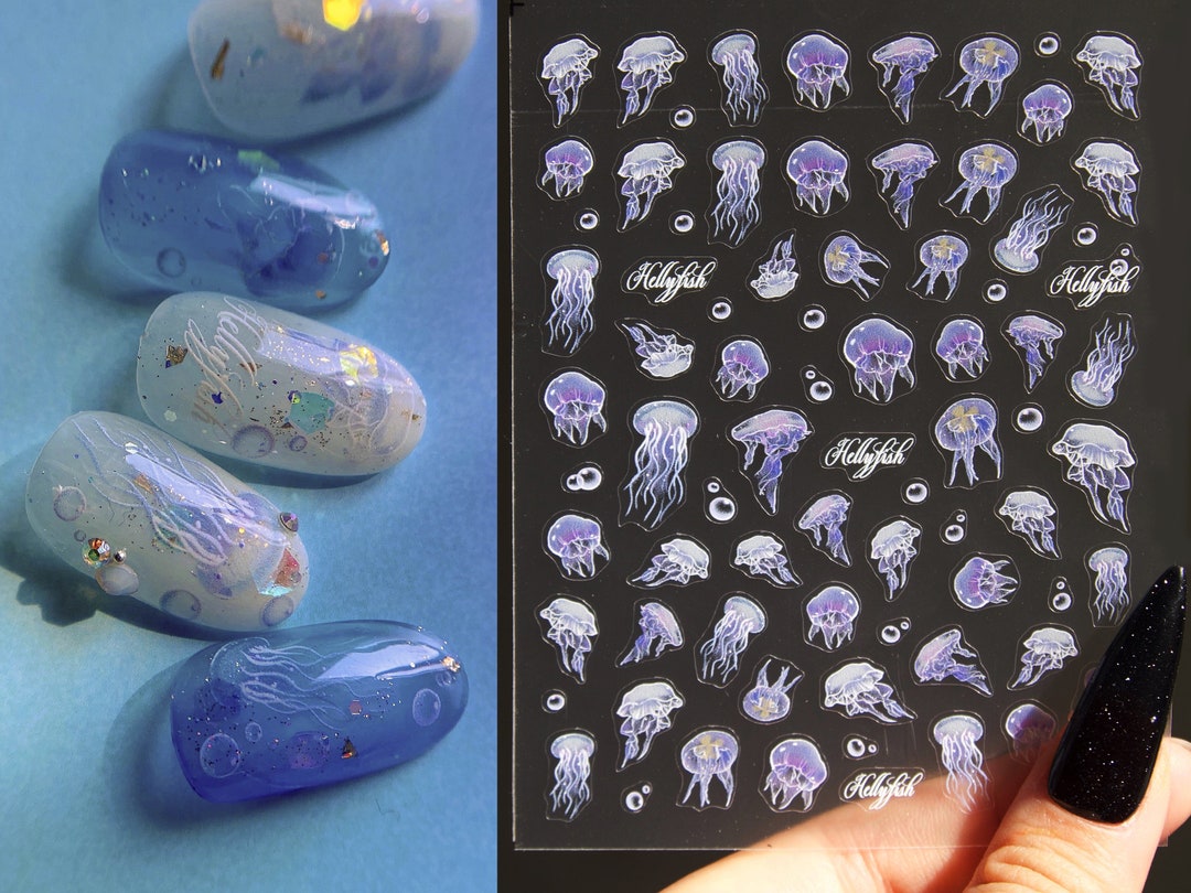 Jellyfish Nail Art Decal Sticker /purple Ocean Theme Sea World Animal