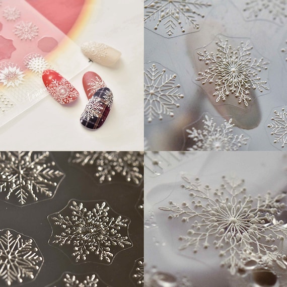 3-D White Glitter Snowflake Stickers