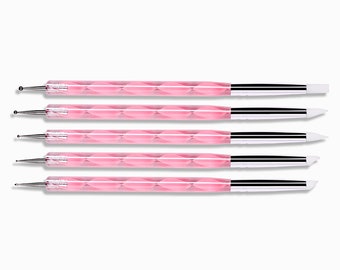 5 pcs Silica Sculpture & Dotting Brushes/ Double head 3D Nail art Sculpt brush Pen for nails/ Polymer Clay UV gel Carve patterns tools