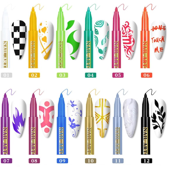 Nail Point Graffiti Dotting Pen Acrylic Painter/ Drawing Painting Liner Pens Beginner Friendly Colorful Multi Color Pattern Tool