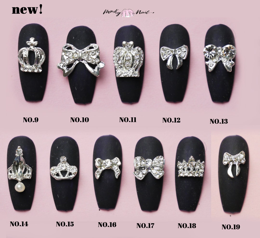 10pcs/Bag Ch Style Nail Charms Decoration Fashion Chic Bow Kawaii