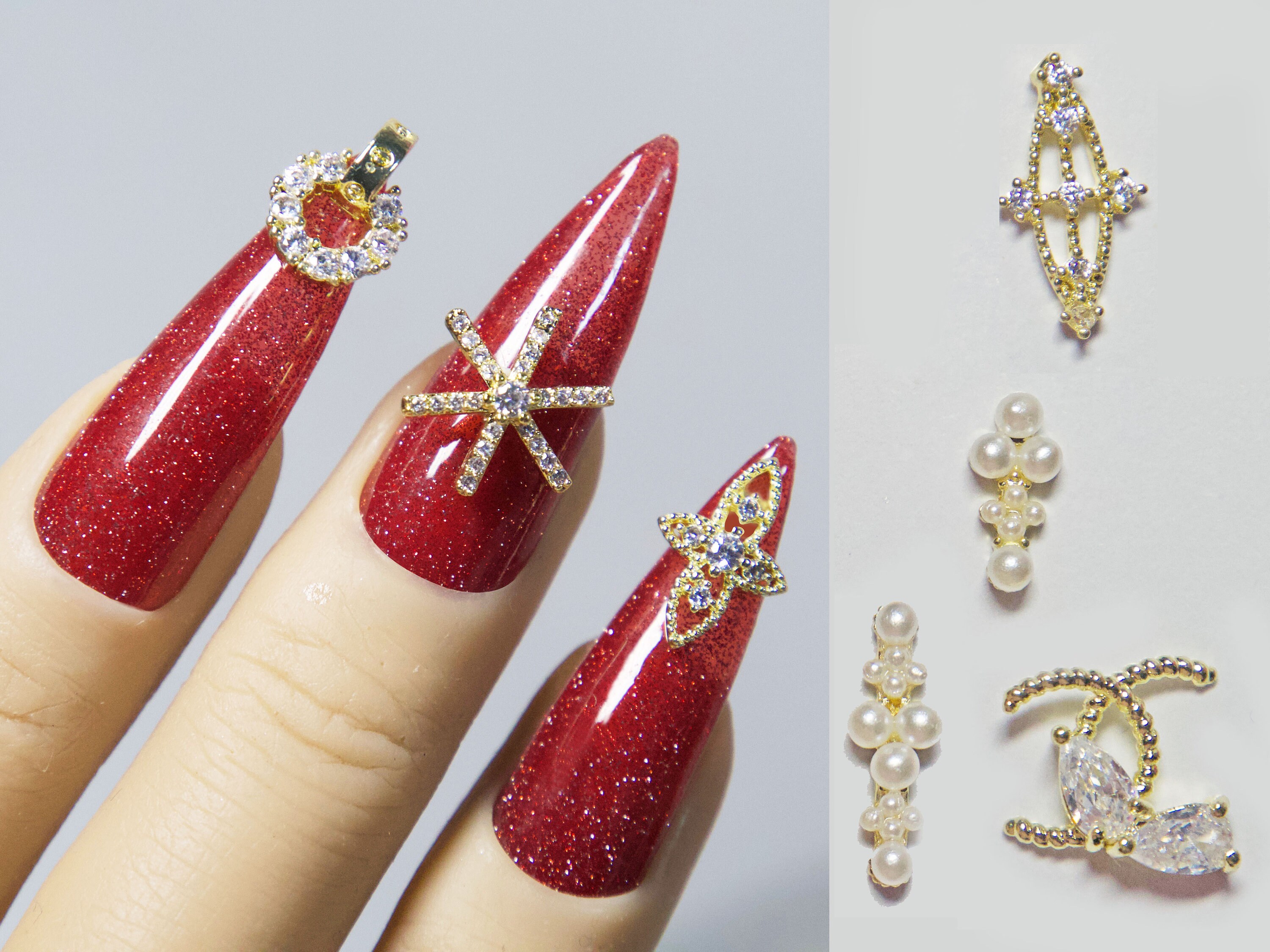 Christmas Snow 14k Gold Zircon Nail Art Jewelry/ Instagram 3D -  Israel