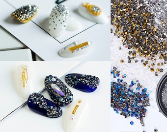2.3 mm Pointed Gemstones for nail art/ Microbead Culet Diamond crystal Nail Art Decals/ Mini Punk Metallic Nail design art decorations