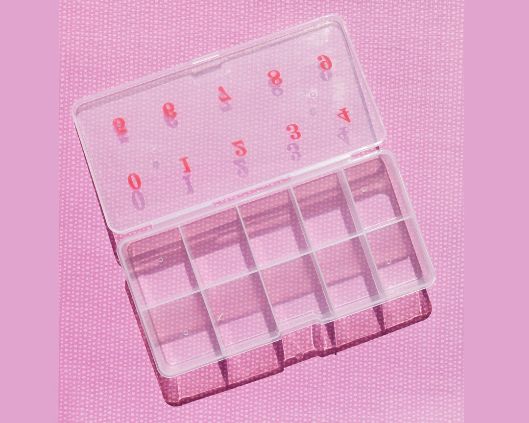 20 Grid Pink Slim Nail Art Storage Box Clear Storage Box Nail