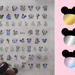 1PCS Mickey, Minnie Mouse, Donald Duck, Pink Panther, Snow White, Stitch,  Disney Cartoon Nail Stickers, Art Nail Decorative Stic