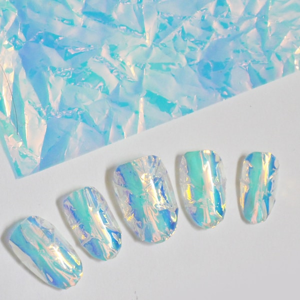 1pc Glass Wrinkled Polar Light Paper Nail Art Decal/ Crumple Candy paper Aurora Chameleon Ice Paper Nail Supply Nail polish UV gel