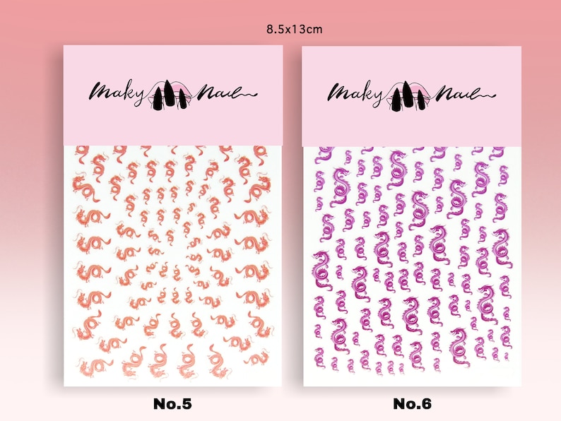 Dragon Nail Stickers/ 1 Sheet 3D Nail Art Stickers Self | Etsy